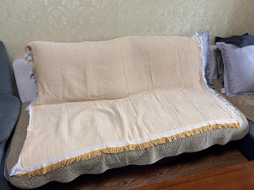 Sofa Towel  with Full Coverage Ins Cream Wind Cotton Yarn Camping Blanket Sofa Cushion Cover All  Season Universal All Inclusive