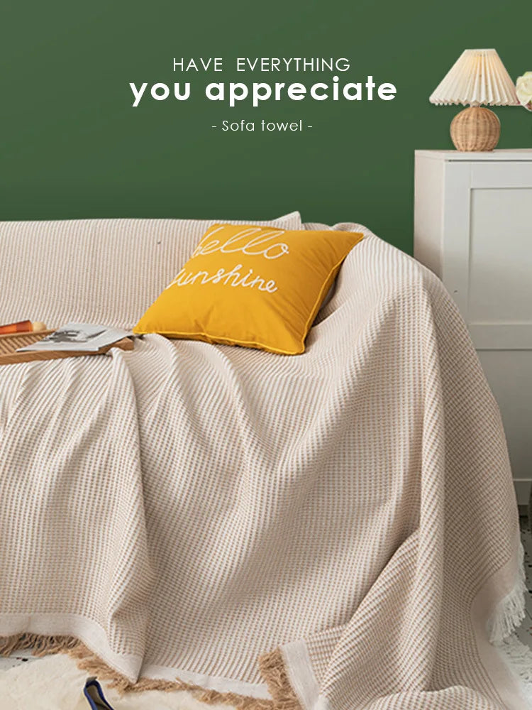 Cloth cover four seasons universal sofa cover full package full cover mat French ins wind cushion cover towel white girl feeling
