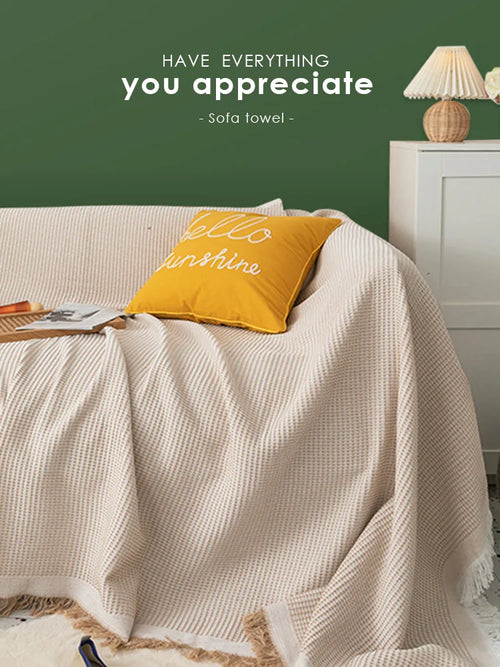 Cloth cover four seasons universal sofa cover full package full cover mat French ins wind cushion cover towel white girl feeling