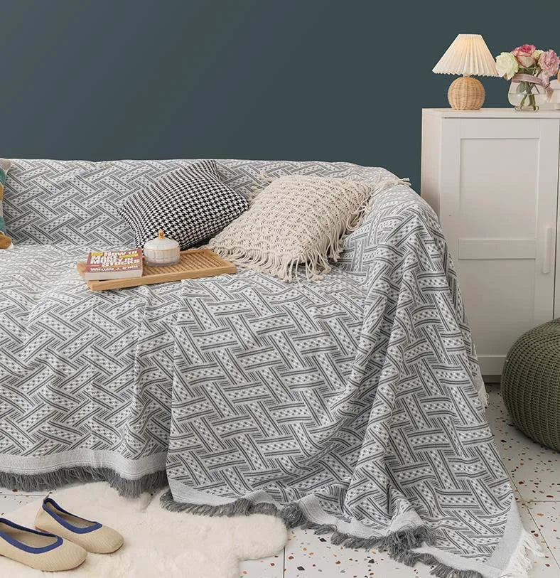 Cloth cover four seasons universal sofa cover full package full cover mat French ins wind cushion cover towel white girl feeling