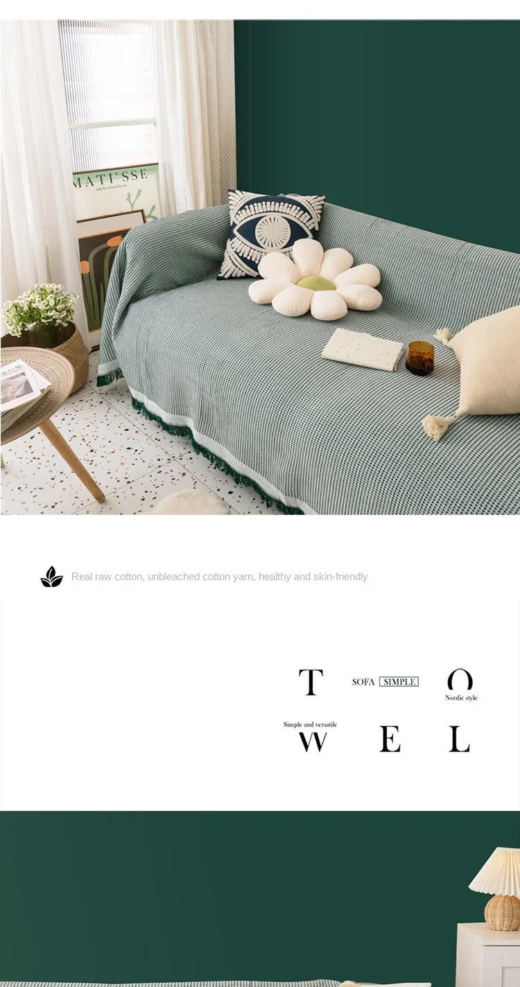 Cloth cover four seasons universal sofa cover full package full cover mat French ins wind cushion cover towel white girl feeling