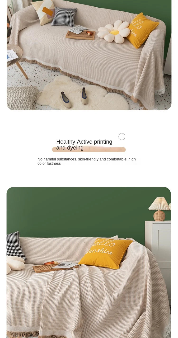 Cloth cover four seasons universal sofa cover full package full cover mat French ins wind cushion cover towel white girl feeling