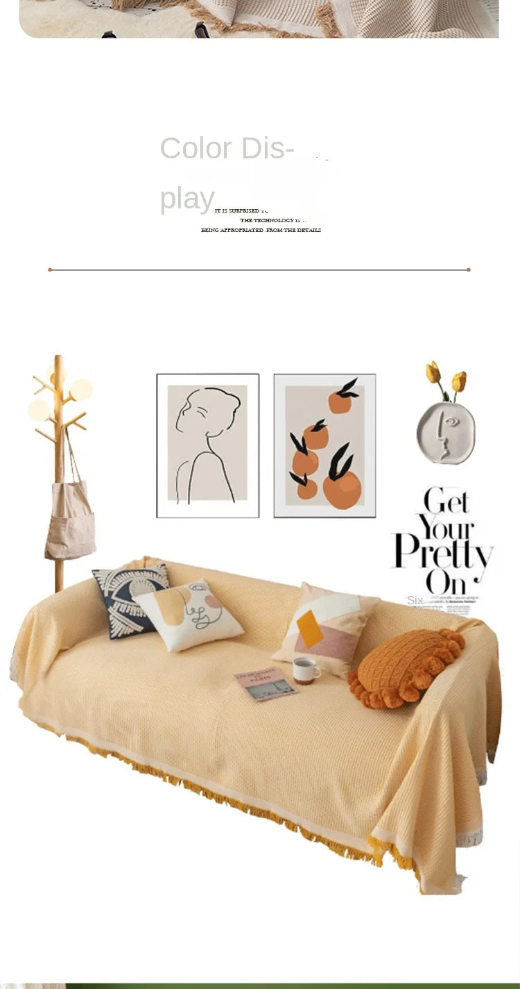 Cloth cover four seasons universal sofa cover full package full cover mat French ins wind cushion cover towel white girl feeling