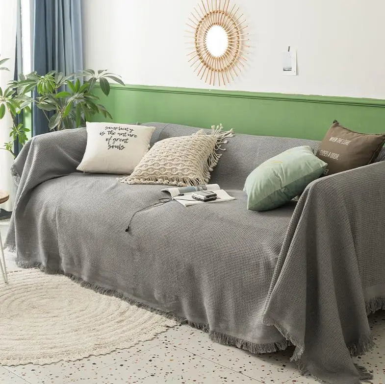 Cloth cover four seasons universal sofa cover full package full cover mat French ins wind cushion cover towel white girl feeling