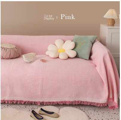 Cloth cover four seasons universal sofa cover full package full cover mat French ins wind cushion cover towel white girl feeling