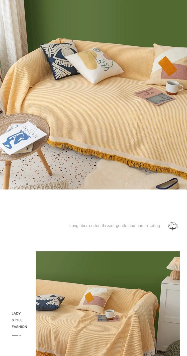 Cloth cover four seasons universal sofa cover full package full cover mat French ins wind cushion cover towel white girl feeling