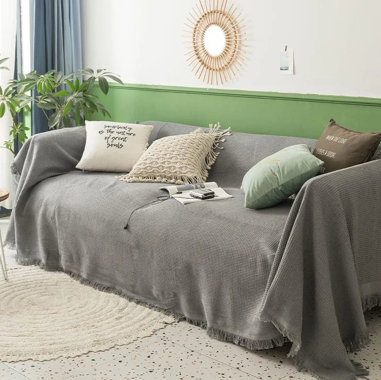 Cloth cover four seasons universal sofa cover full package full cover mat French ins wind cushion cover towel white girl feeling