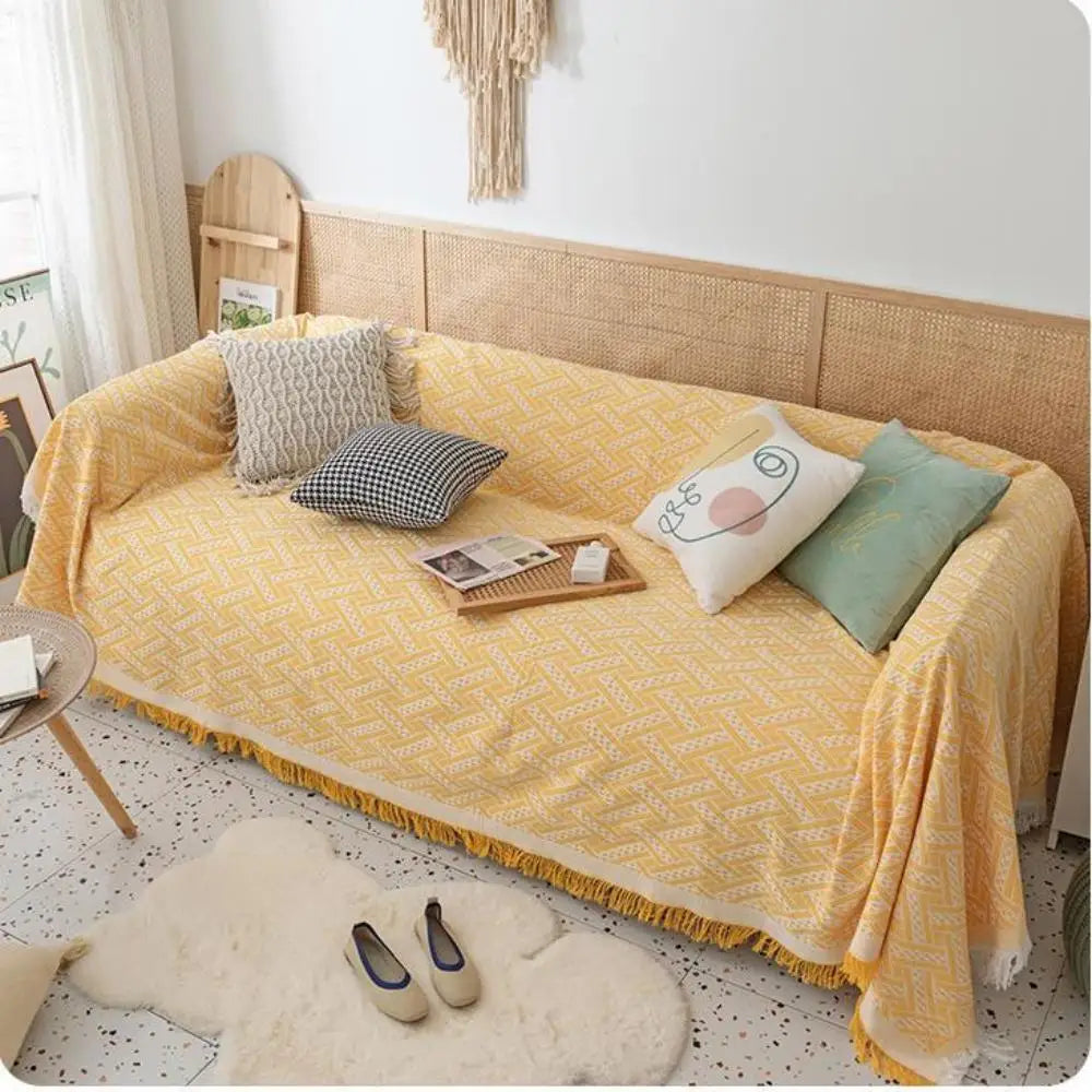 Cloth cover four seasons universal sofa cover full package full cover mat French ins wind cushion cover towel white girl feeling