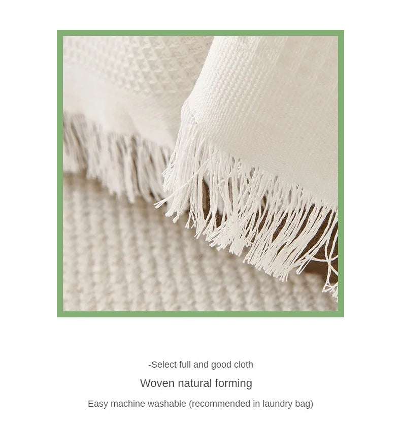 Sofa Towel  with Full Coverage Ins Cream Wind Cotton Yarn Camping Blanket Sofa Cushion Cover All  Season Universal All Inclusive
