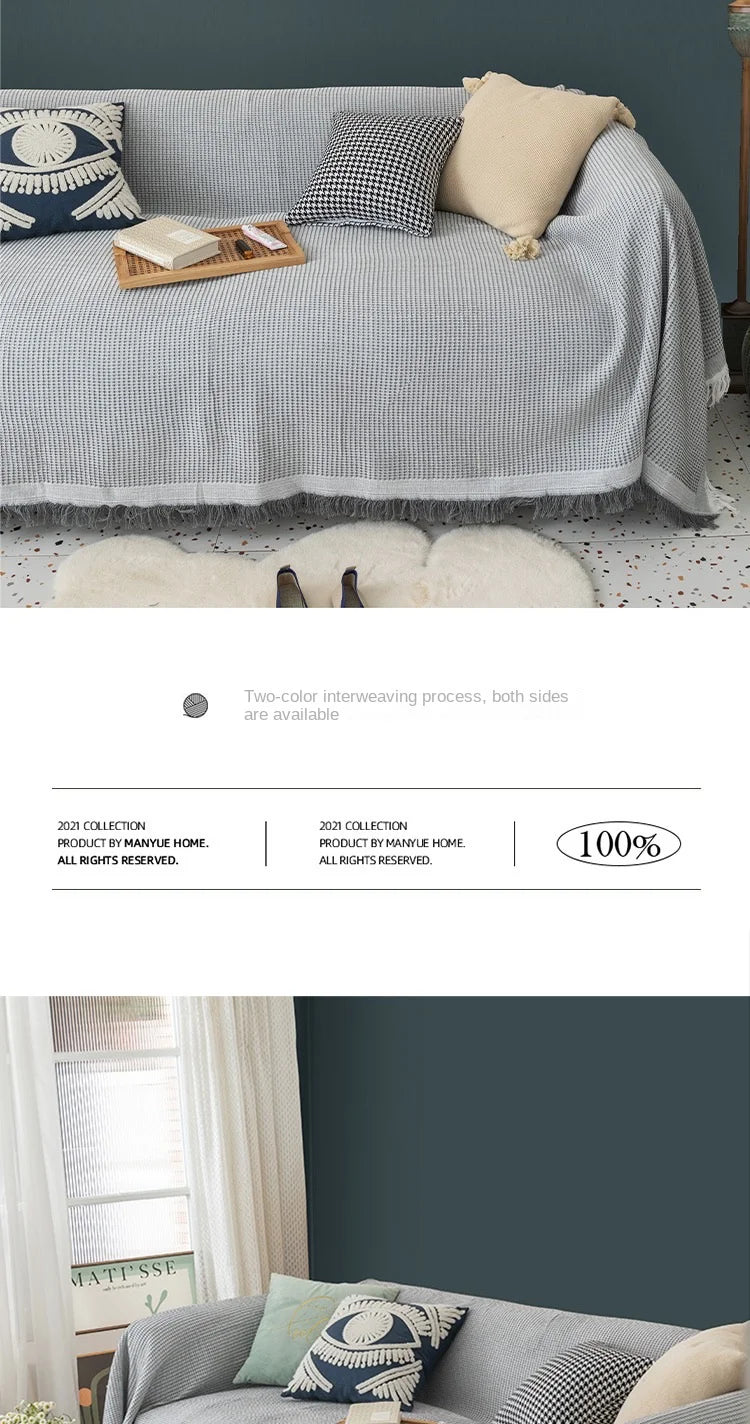 Cloth cover four seasons universal sofa cover full package full cover mat French ins wind cushion cover towel white girl feeling