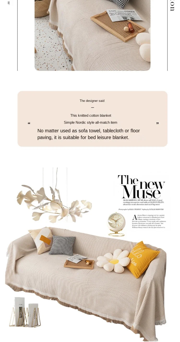 Cloth cover four seasons universal sofa cover full package full cover mat French ins wind cushion cover towel white girl feeling