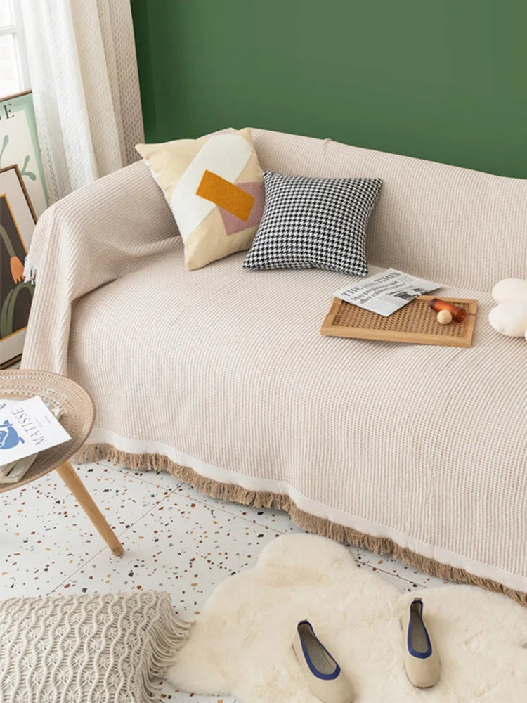 Cloth cover four seasons universal sofa cover full package full cover mat French ins wind cushion cover towel white girl feeling