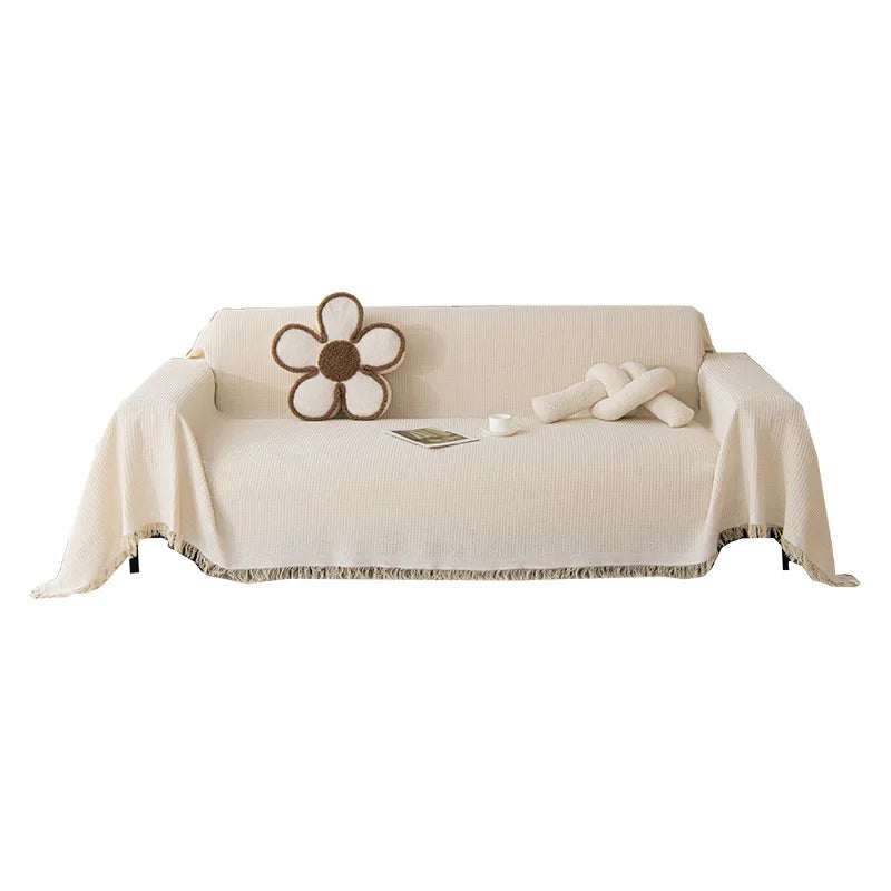 Sofa Towel  with Full Coverage Ins Cream Wind Cotton Yarn Camping Blanket Sofa Cushion Cover All  Season Universal All Inclusive